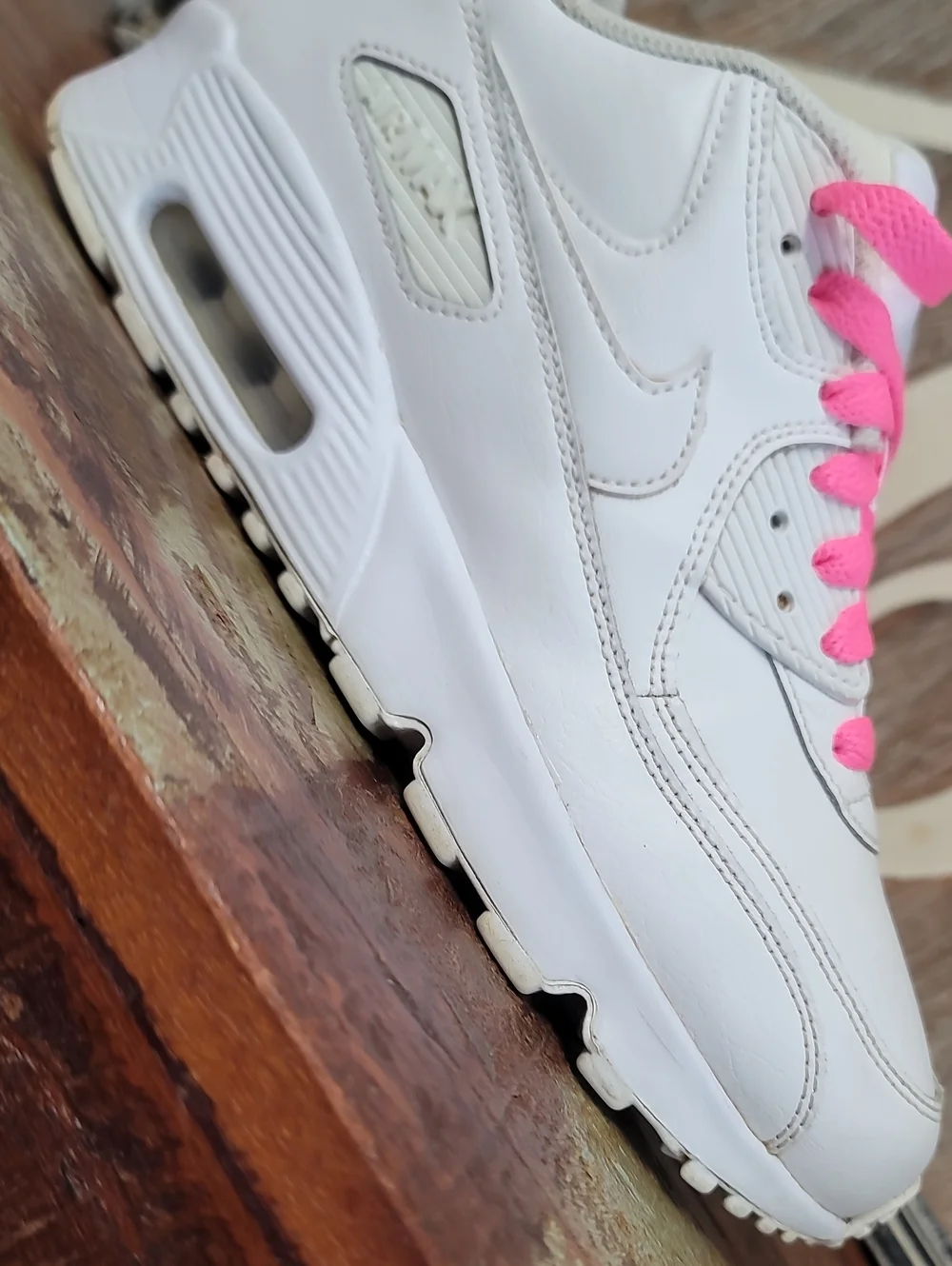 Nike Air Max 90 LTR 'Triple White/Pink' Wmns 7.5 Good Condition, Fast Shipping